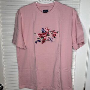 Noah Pale Pink Bloom Embroidered Tee Medium
